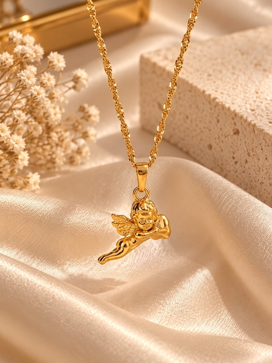 The Unbranded Brand Jewelry - Gold Angel Pendant Necklace - Women Jewelry
